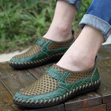 2017 Men shoes breathable genuine leather casual shoes men brand soft closed toe sandals comfortable summer shoes men's flats