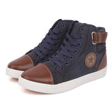 Merkmak Canvas High Top Men Shoes British Style Autumn Winter Ankle Breathable for Man Flats Shoes Casual Patchwork Wholesales