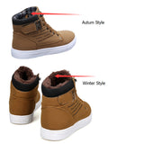 Merkmak Newly Ankle Men Boots 2016 Autumn Winter Wedge Fashion Fur Warm Winter Boots For Man British Style Casual High Top Shoes