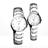 1 Pair Luxury Single Calendar Quartz Stainless Steel Date Wrist Watches