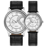 1 Pair Tiannbu Ultrathin Leather Romantic Fashionuple Wrist Watches