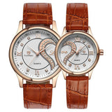 1 Pair Tiannbu Ultrathin Leather Romantic Fashionuple Wrist Watches