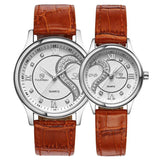 1 Pair Tiannbu Ultrathin Leather Romantic Fashionuple Wrist Watches