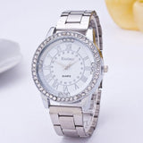 Women's Men's Crystal Rhinestone Stainless Steel Analog Quartz Wrist Watch